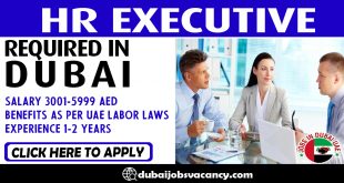 HR EXECUTIVE REQUIRED IN DUBAI