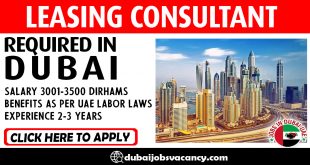 LEASING CONSULTANT REQUIRED IN DUBAI