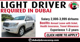 LIGHT DRIVER REQUIRED IN DUBAI
