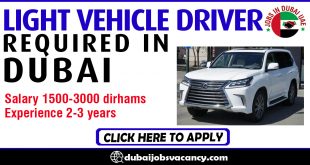 LIGHT VEHICLE DRIVER REQUIRED IN DUBAI