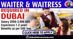 WAITER & WAITRESS REQUIRED IN DUBAI