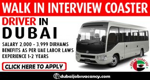 WALK IN INTERVIEW COASTER DRIVER IN DUBAI