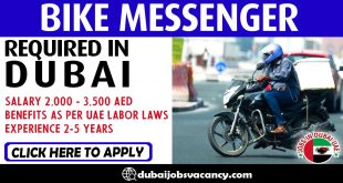 BIKE MESSENGER REQUIRED IN DUBAI