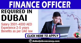 FINANCE OFFICER REQUIRED IN DUBAI