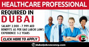 HEALTHCARE PROFESSIONAL REQUIRED IN DUBAI