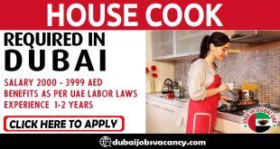 HOUSE COOK REQUIRED IN DUBAI