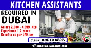 KITCHEN ASSISTANTS REQUIRED IN DUBAI