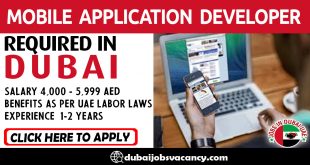 MOBILE APPLICATION DEVELOPER REQUIRED IN DUBAI