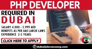 PHP DEVELOPER REQUIRED IN DUBAI