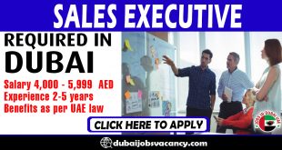 SALES EXECUTIVE REQUIRED IN DUBAI