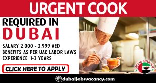 URGENT COOK REQUIRED IN DUBAI