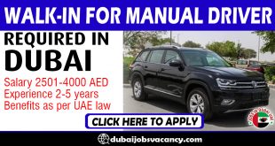 WALK-IN FOR MANUAL DRIVER REQUIRED IN DUBAI