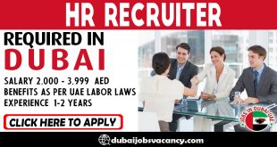 HR RECRUITER REQUIRED IN DUBAI