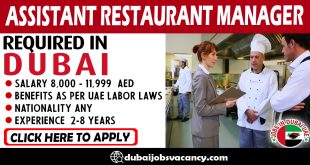 ASSISTANT RESTAURANT MANAGER REQUIRED IN DUBAI