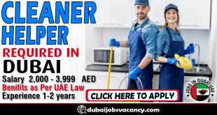 CLEANER HELPER REQUIRED IN DUBAI
