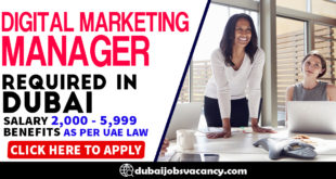 DIGITAL MARKETING MANAGER REQUIRED IN DUBAI