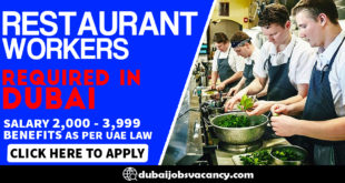 RESTAURANT WORKERS REQUIRED IN DUBAI