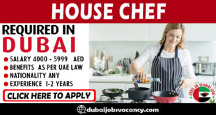 HOUSE CHEF REQUIRED IN DUBAI