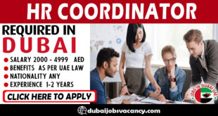 HR COORDINATOR REQUIRED IN DUBAI