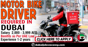 MOTOR BIKE DRIVER REQUIRED IN DUBAI