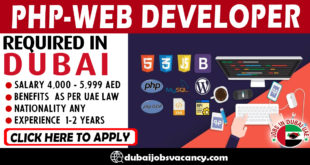 PHP-WEB DEVELOPER REQUIRED IN DUBAI