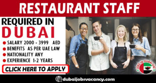 RESTAURANT STAFF REQUIRED IN DUBAI