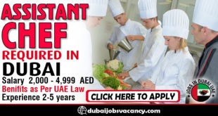 ASSISTANT CHEF REQUIRED IN DUBAI