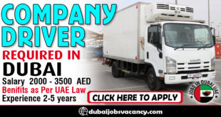 COMPANY DRIVER REQUIRED IN DUBAI