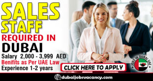 SALES STAFF REQUIRED IN DUBAI