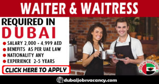 WAITER & WAITRESS REQUIRED IN DUBAI