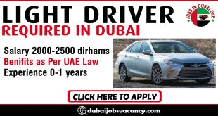 LIGHT DRIVER REQUIRED IN DUBAI