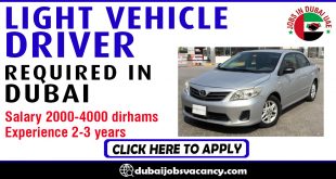 LIGHT VEHICLE DRIVER REQUIRED IN DUBAI