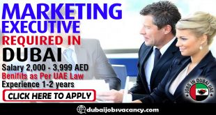 MARKETING EXECUTIVE REQUIRED IN DUBAI