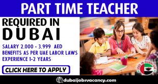 PART TIME TEACHER REQUIRED IN DUBAI