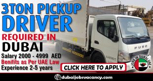 3TON PICKUP DRIVER REQUIRED IN DUBAI