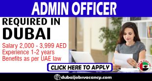 ADMIN OFFICER REQUIRED IN DUBAI