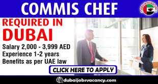 COMMIS CHEF REQUIRED IN DUBAI