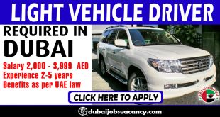 LIGHT VEHICLE DRIVER REQUIRED IN DUBAI