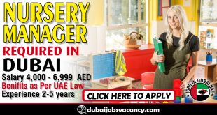 NURSERY MANAGER REQUIRED IN DUBAI