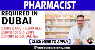 PHARMACIST REQUIRED IN DUBAI