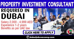 PROPERTY INVESTMENT CONSULTANT REQUIRED IN DUBAI