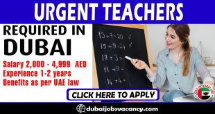 URGENT TEACHERS REQUIRED IN DUBAI