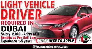 LIGHT VEHICLE DRIVER REQUIRED IN DUBAI