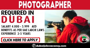 PHOTOGRAPHER REQUIRED IN DUBAI