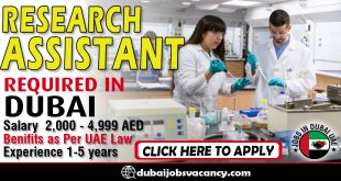 RESEARCH ASSISTANT REQUIRED IN DUBAI