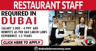 RESTAURANT STAFF REQUIRED IN DUBAI