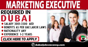 MARKETING EXECUTIVE REQUIRED IN DUBAI