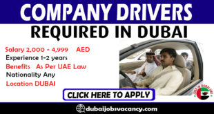 COMPANY DRIVERS REQUIRED IN DUBAI