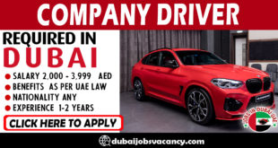 COMPANY DRIVER REQUIRED IN DUBAI